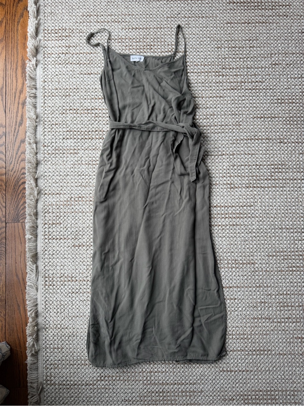 Bella Dahl Olive Green Midi Dress with Tie Waist